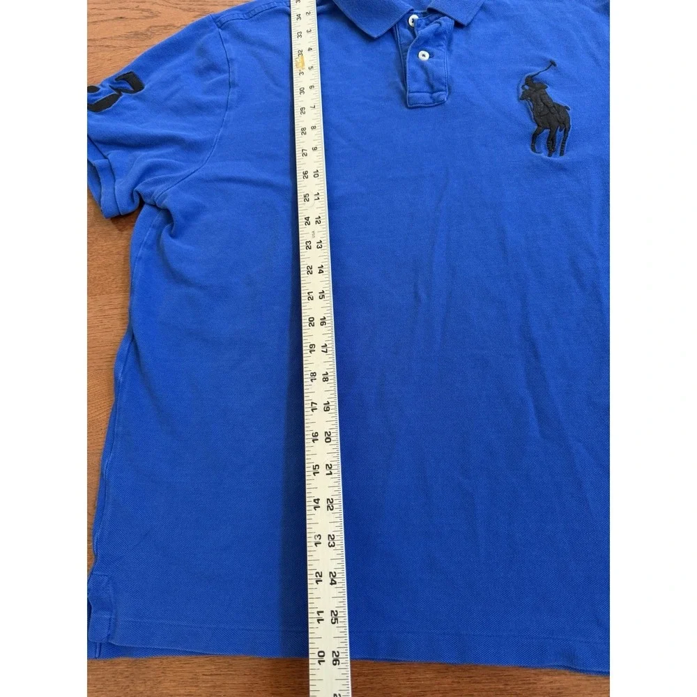 Polo Ralph Lauren Mens Royal Blue Big Pony Custom Slim Fit Mesh Polo Shirt XL